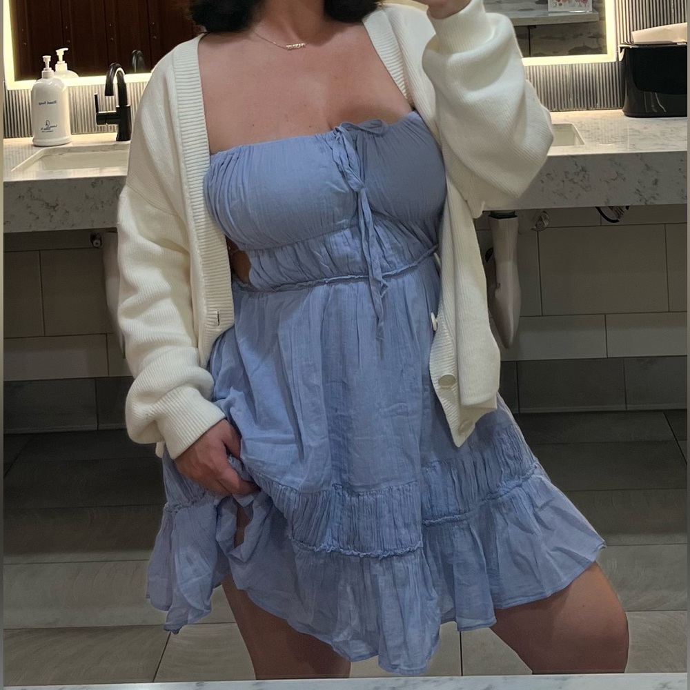 Free People Taking Sides mini dress in blue